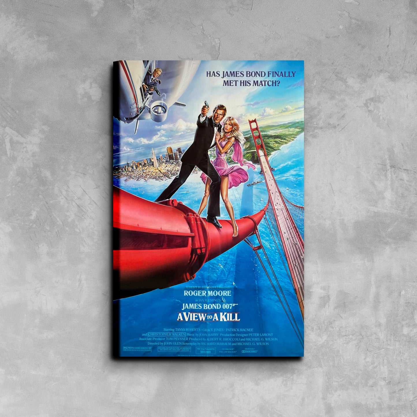 A View To A Kill Movie Poster Framed Canvas Print, Pop Culture Graphics, James Bond, Vintage Poster