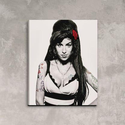 Amy Winehouse Portrait Shoot, London, 2008 Photo Poster Framed Canvas Print, Terry O'Neill, Vintage Poster, tattoos,Artwork wall art