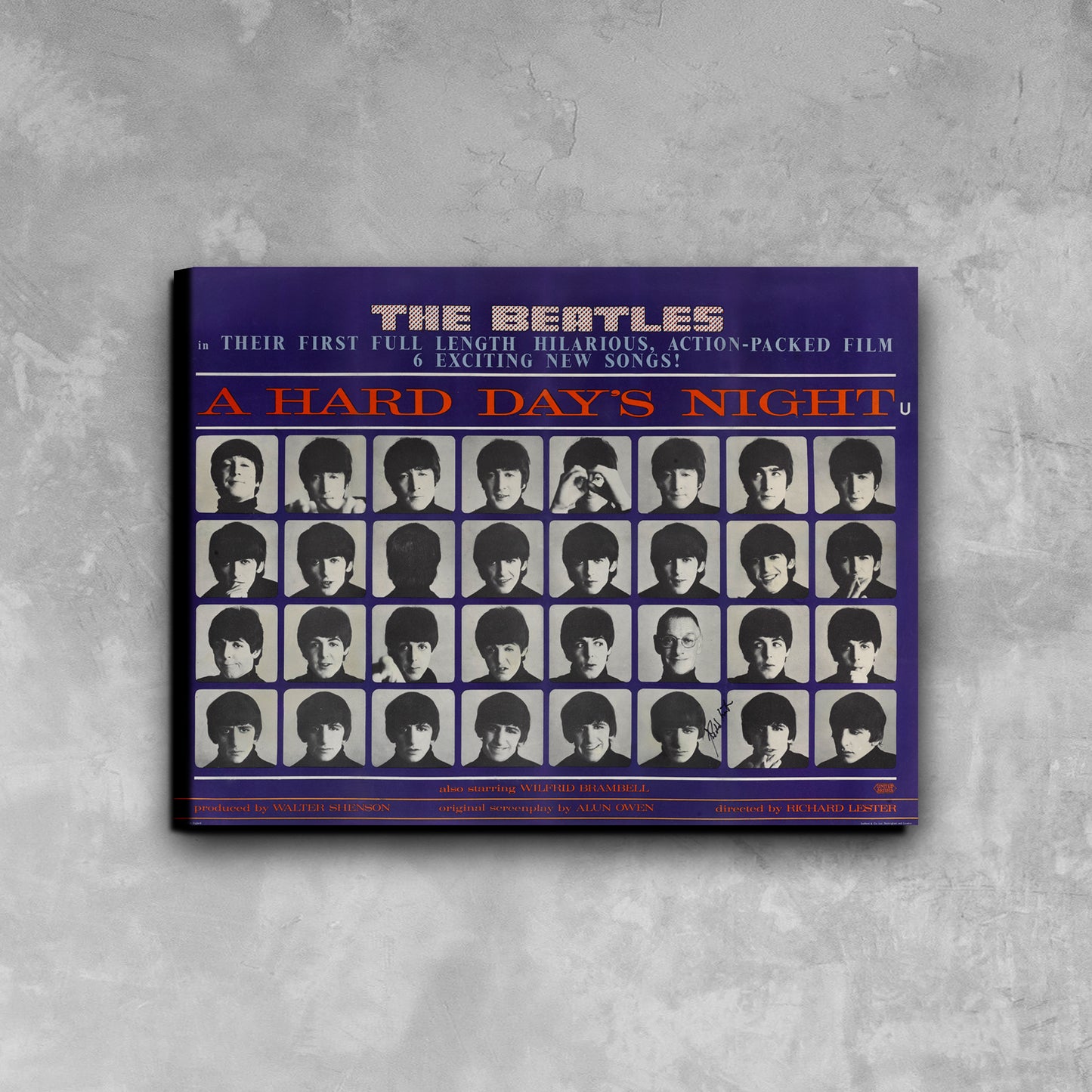 The Beatles, A Hard Day's Night Movie Poster Framed Canvas Print, Vintage Poster, Film Poster, Movie Poster, Advertising Poster, wall art