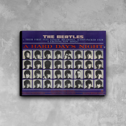 The Beatles, A Hard Day's Night Movie Poster Framed Canvas Print, Vintage Poster, Film Poster, Movie Poster, Advertising Poster, wall art