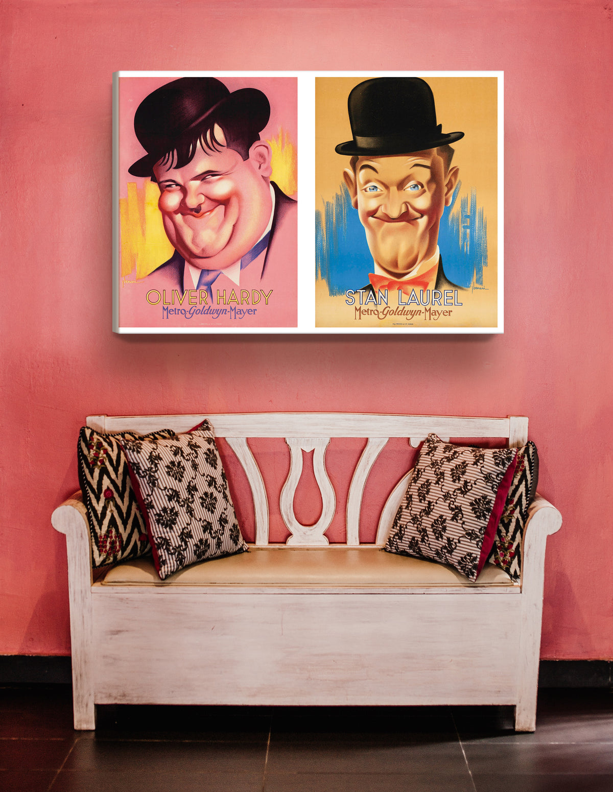 Stan Laurel and Oliver Hardy Circa 1938 MGM Celebrity Movie Poster Print Canvas, Vintage Poster, Film Advertising Poster, Canvas Wall art