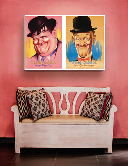 Stan Laurel and Oliver Hardy Circa 1938 MGM Celebrity Movie Poster Print Canvas, Vintage Poster, Film Advertising Poster, Canvas Wall art