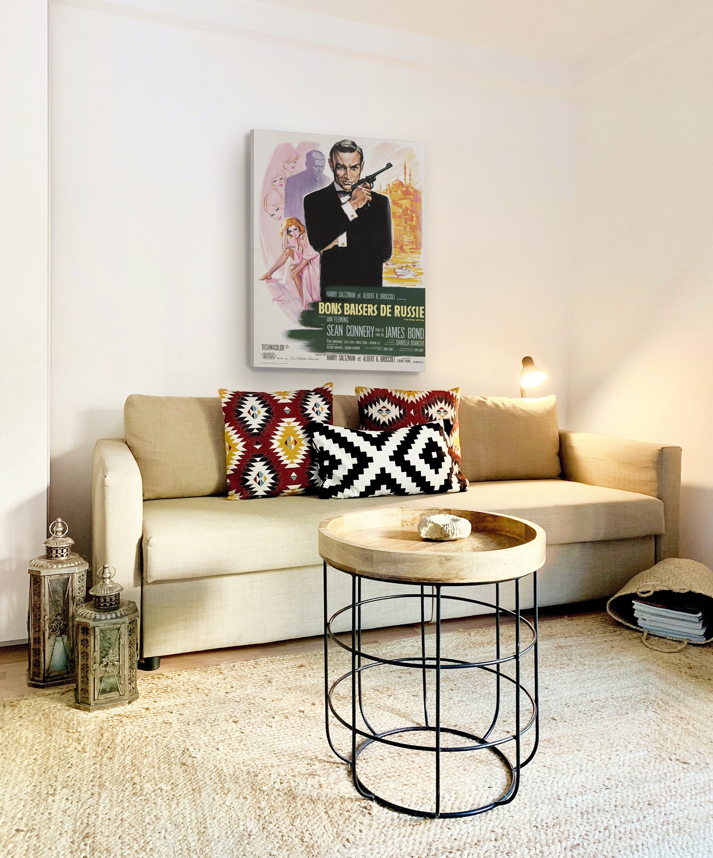 James Bond movie poster Poster Print Canvas, Good Kisses from Russia by James Bond, Film Advertising Poster, Movie Poster Canvas