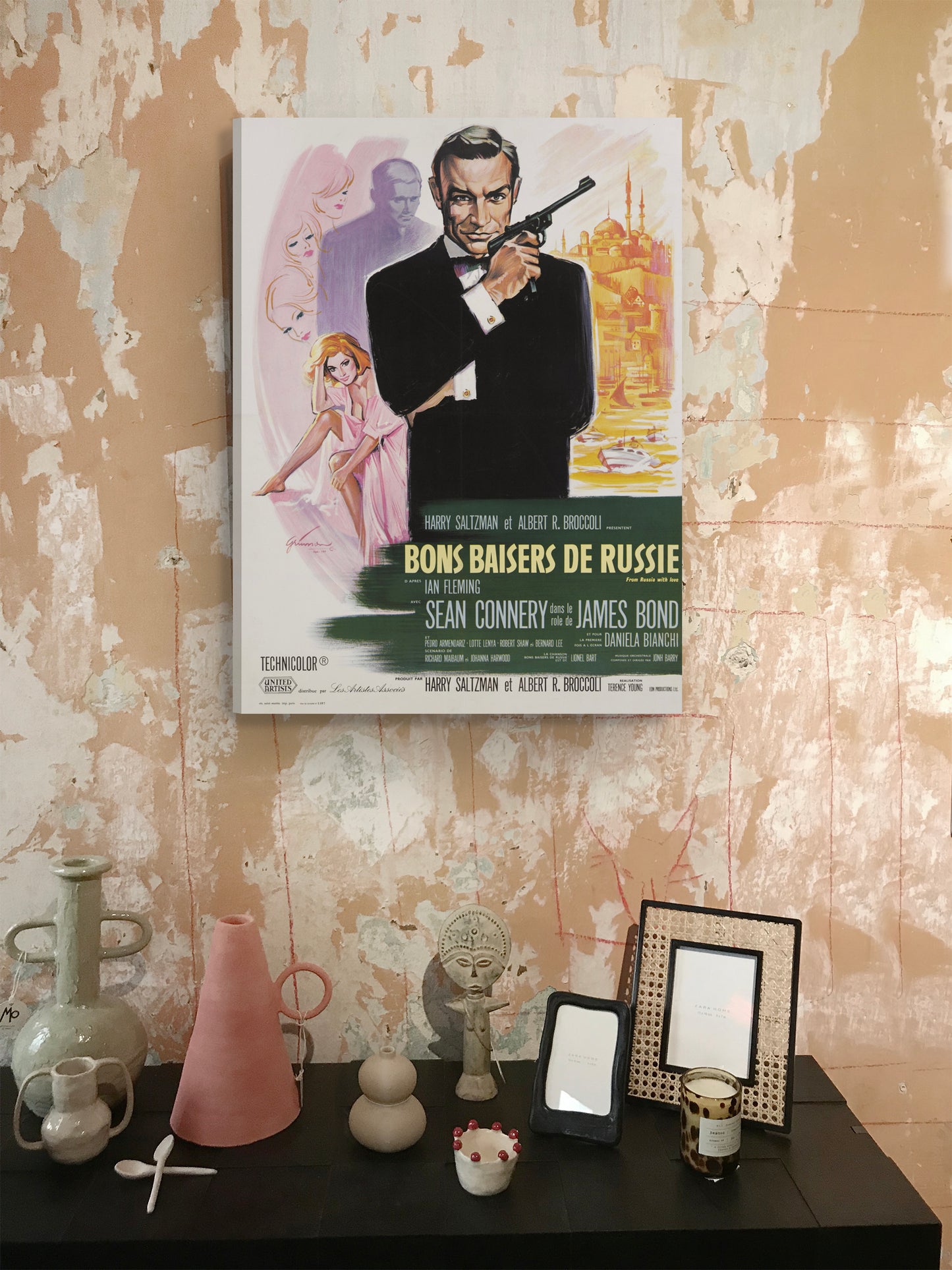 James Bond movie poster Poster Print Canvas, Good Kisses from Russia by James Bond, Film Advertising Poster, Movie Poster Canvas