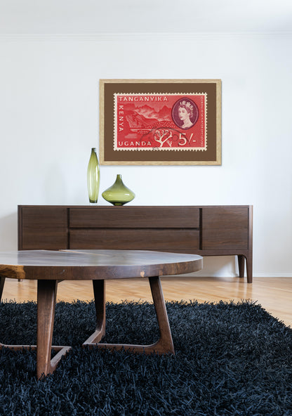 Republic of Tanganyika Stamp, Vintage African Stamp Art Postage Framed Canvas Print, Kenya Stamp, Uganda Stamp, Travel Poster Prints