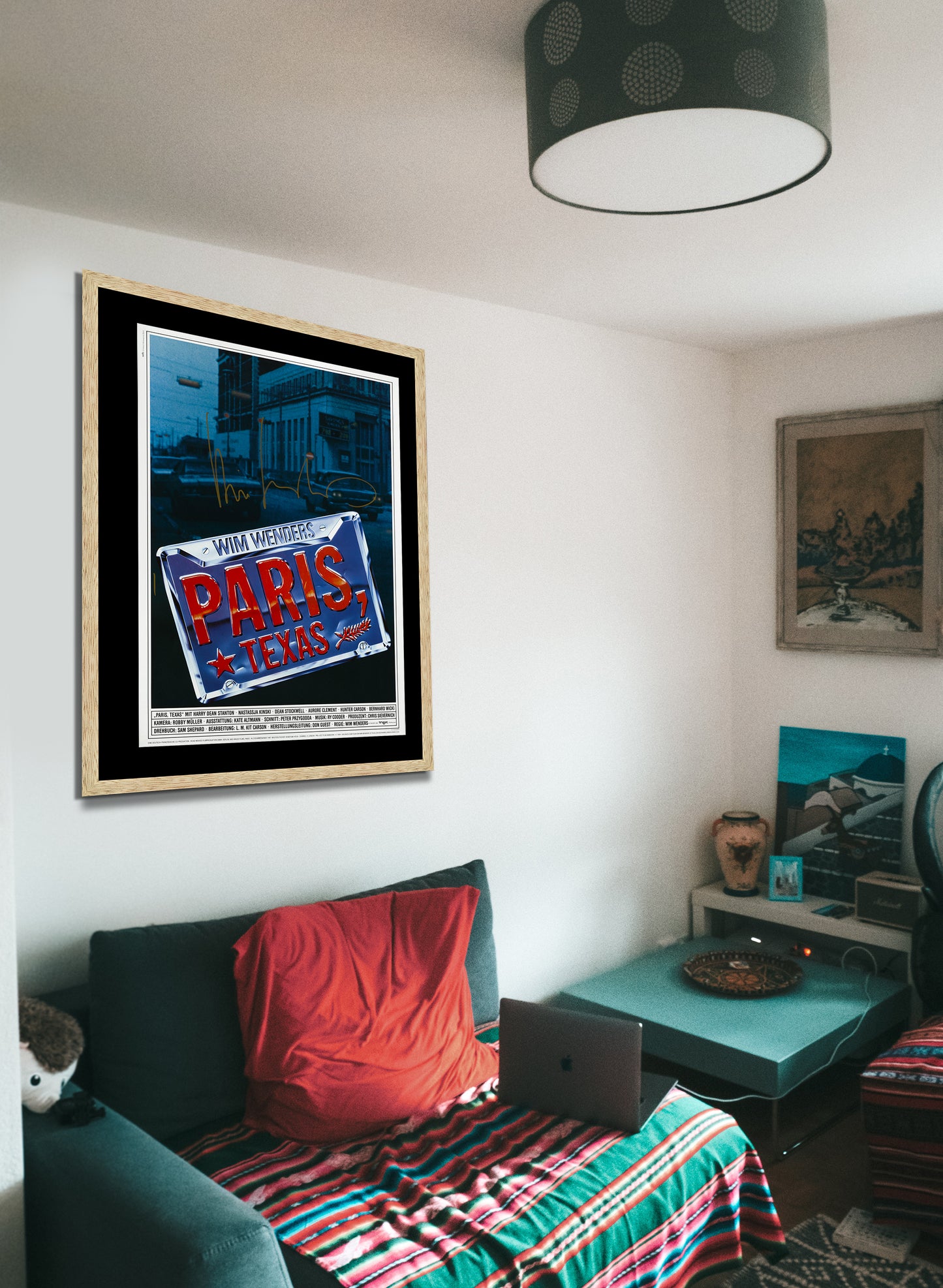 Paris Texas German Film Poster Framed Canvas Print, Ry Cooder, Movie Poster, Film Poster, Advertising Poster, Vintage Poster, wall art