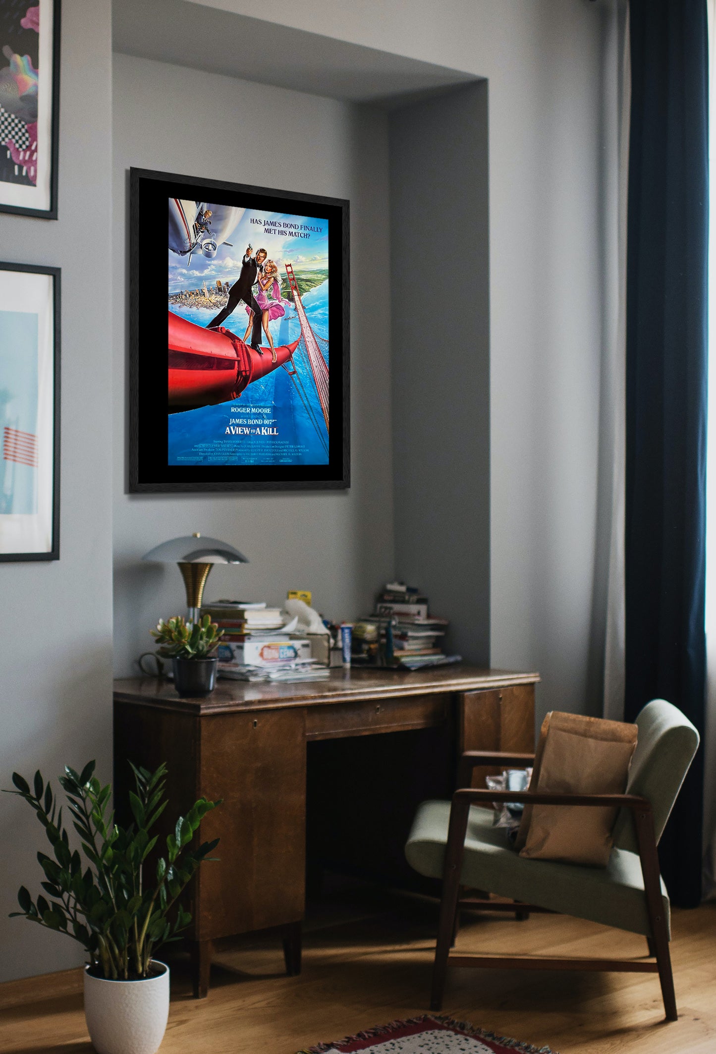 A View To A Kill Movie Poster Framed Canvas Print, Pop Culture Graphics, James Bond, Vintage Poster