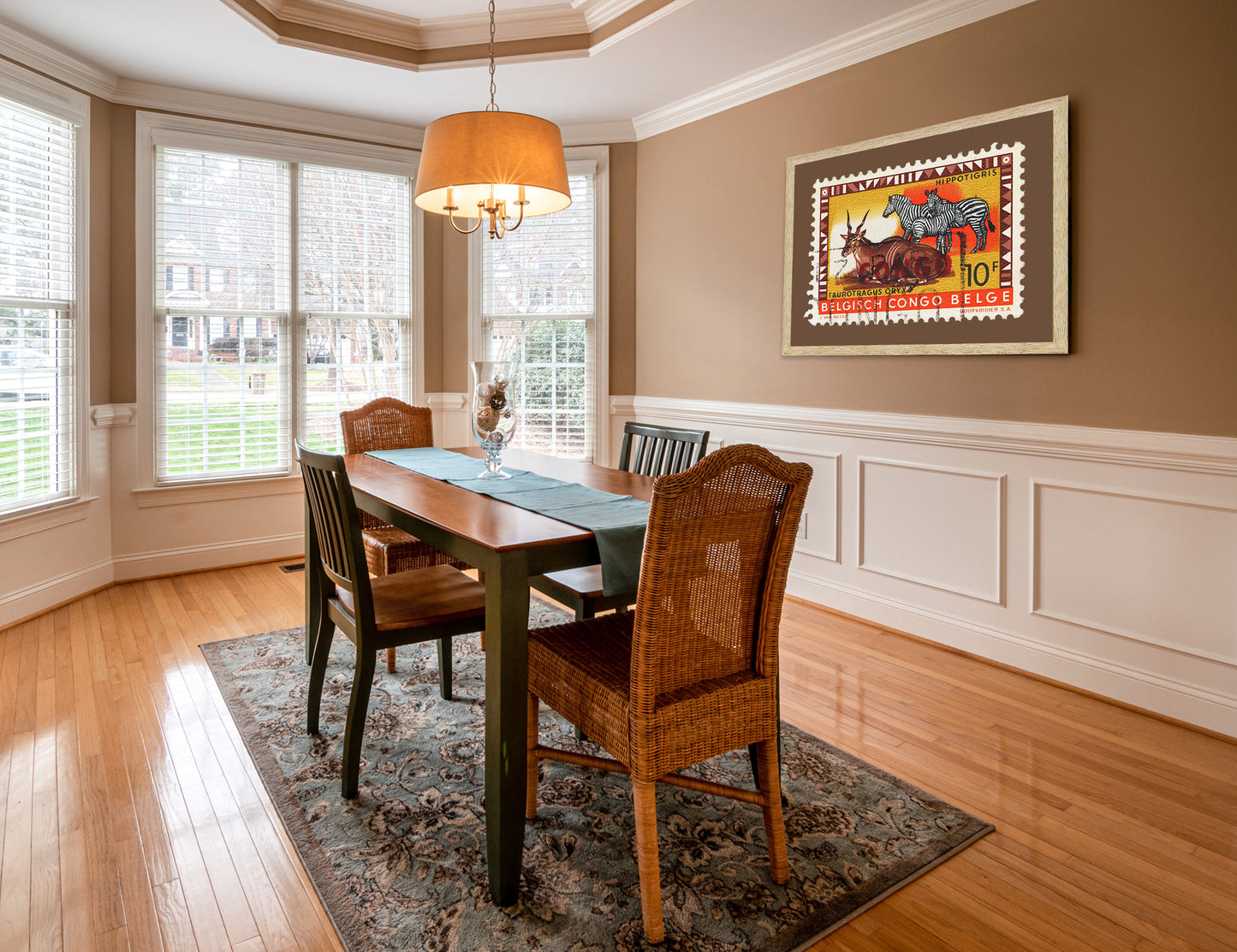 Belgisch Congo Belge Stamp, Vintage African Stamp Art Postage Framed Canvas Print, African Hippotigris, African Zebra, Travel Poster Prints