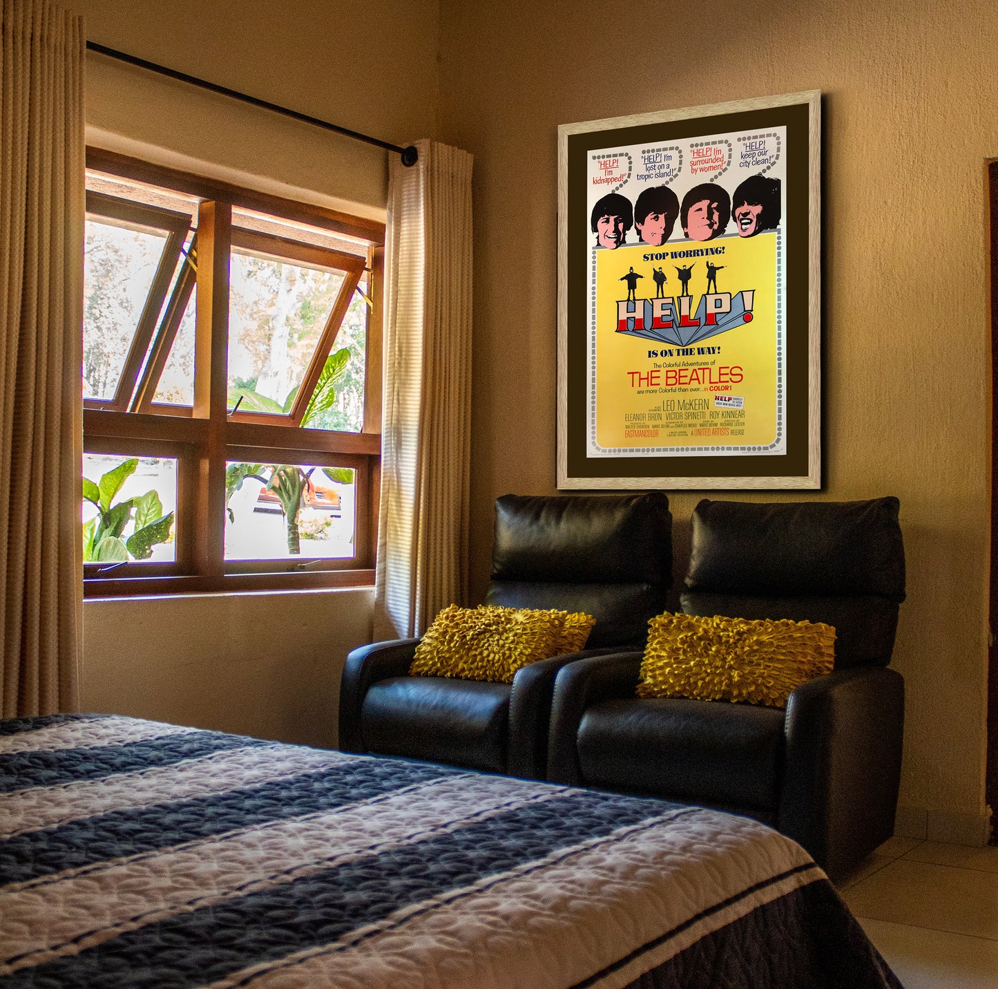 Help 1965 Film Poster, The Beatles Vintage Photo Poster Framed Canvas Print, Vintage Poster, Advertising Poster, Movie Poster, Metal Poster