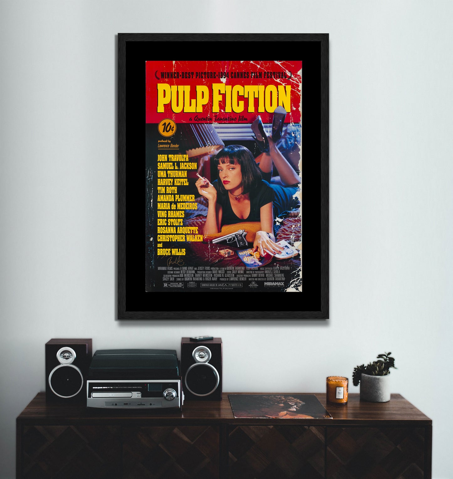 Pulp Fiction, Classic Vintage Poster, 80's Movie Poster Framed Canvas Print, Film Poster, Advertising Poster, canvas wall art