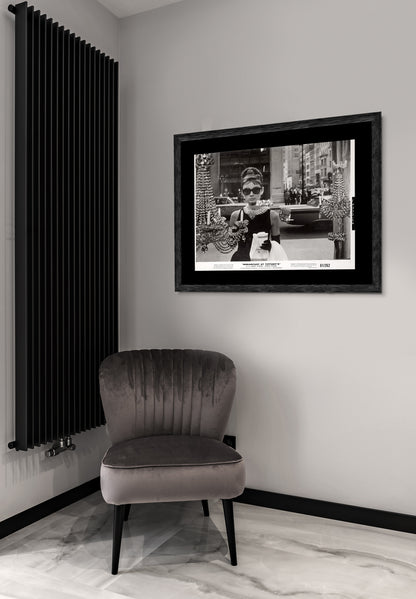 Audrey Hepburn, Breakfast at Tiffany's (1961) Photo Framed Canvas Print, Black and white photo Picture, Beautiful woman, Vintage Poster