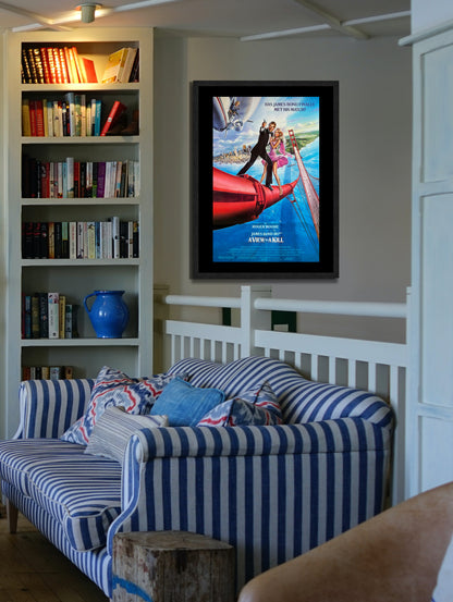 A View To A Kill Movie Poster Framed Canvas Print, Pop Culture Graphics, James Bond, Vintage Poster