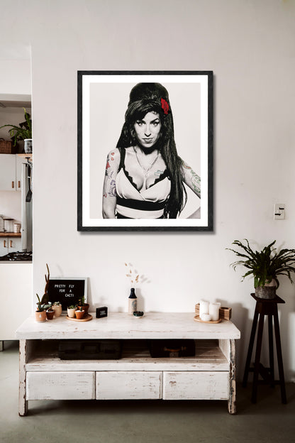 Amy Winehouse Portrait Shoot, London, 2008 Photo Poster Framed Canvas Print, Terry O'Neill, Vintage Poster, tattoos,Artwork wall art