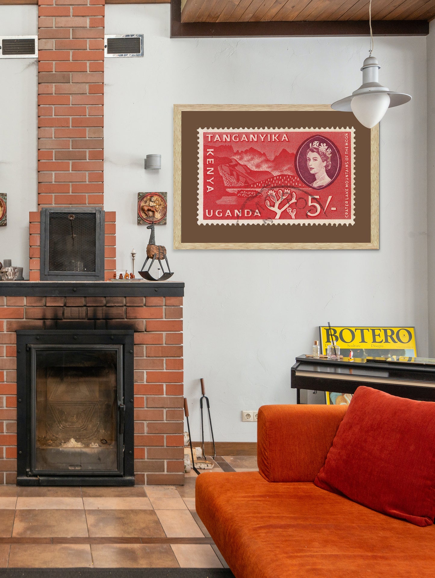 Republic of Tanganyika Stamp, Vintage African Stamp Art Postage Framed Canvas Print, Kenya Stamp, Uganda Stamp, Travel Poster Prints