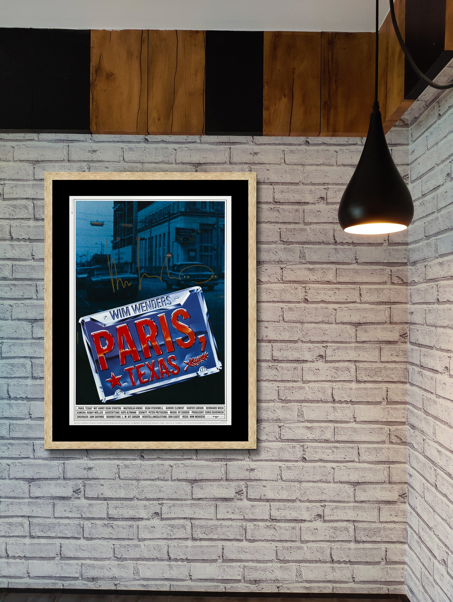 Paris Texas German Film Poster Framed Canvas Print, Ry Cooder, Movie Poster, Film Poster, Advertising Poster, Vintage Poster, wall art