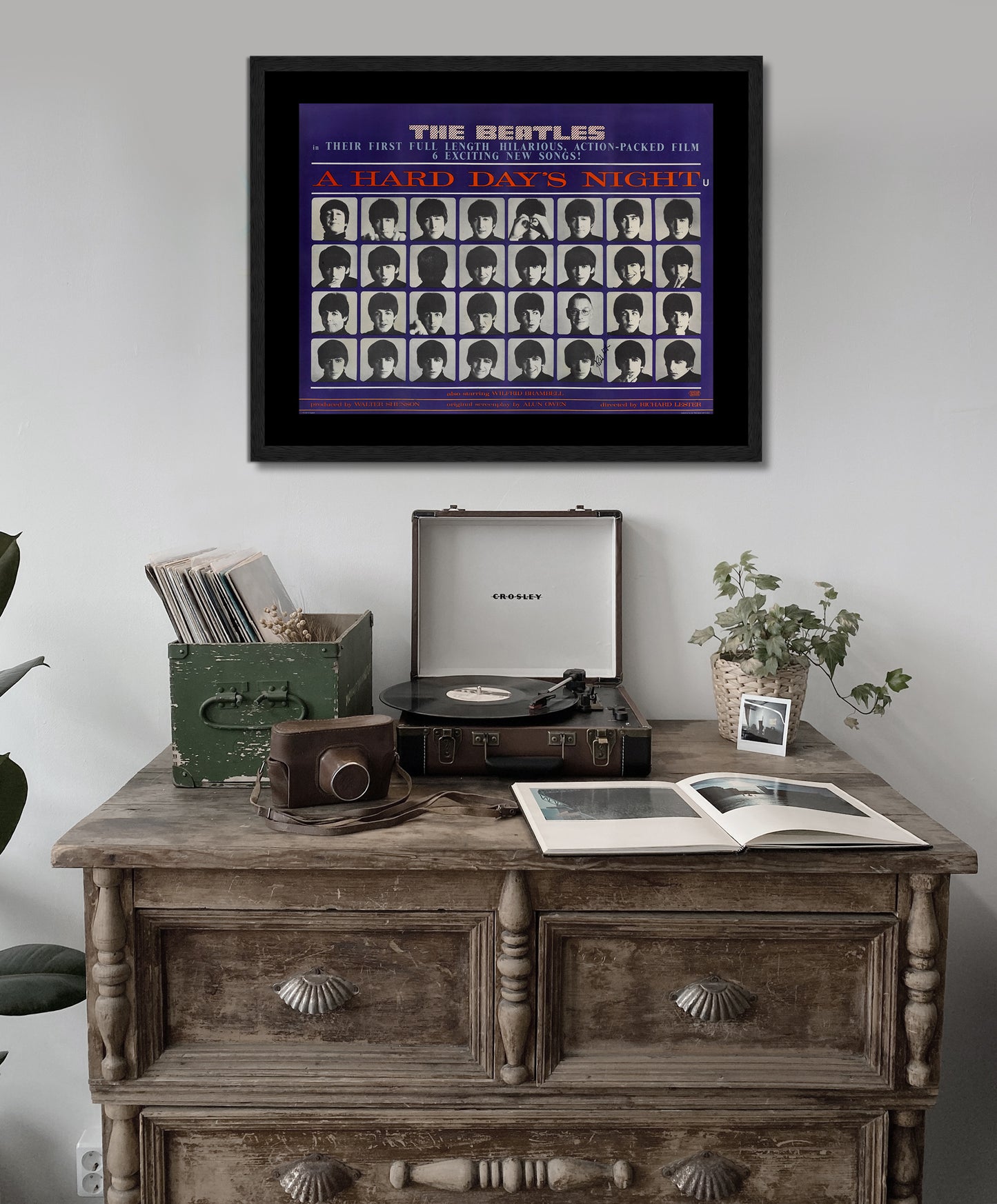 The Beatles, A Hard Day's Night Movie Poster Framed Canvas Print, Vintage Poster, Film Poster, Movie Poster, Advertising Poster, wall art