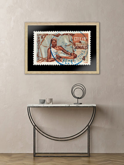 Vintage African Stamp Art Postage, Somali Stamp, Black Woman, Gift Photo , Printed Picture Wall Art , Travel Poster Prints