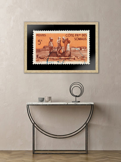 Vintage African Stamp Art Postage, Somali Stamp, Black People Picture, Gift Photo , Printed Picture Wall Art , Travel Poster Prints