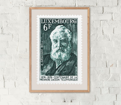 Luxembourg Stamp Collection, Graham Bell, Philately, Wall Hanging, Home Decor, Poster, Gift idea