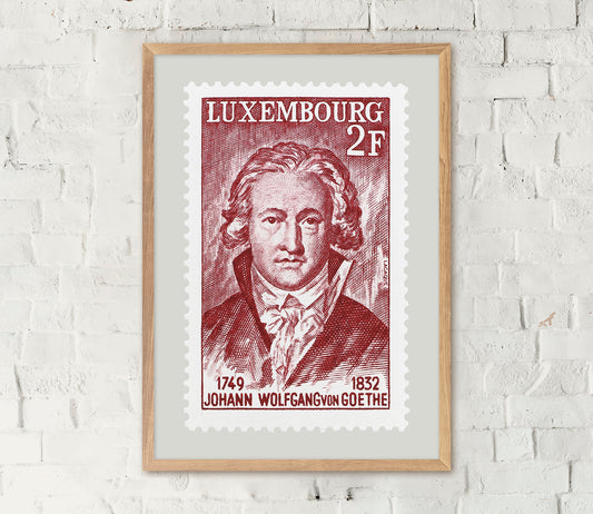 Luxembourg Stamp Collection, Goethe, Philately, Wall Hanging, Home Decor, Poster, Gift idea