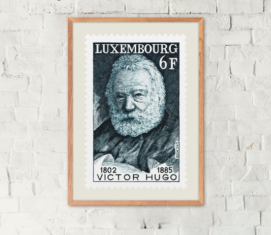 Luxembourg Stamp Collection, Victor Hugo, Philately, Wall Hanging, Home Decor, Poster, Gift idea