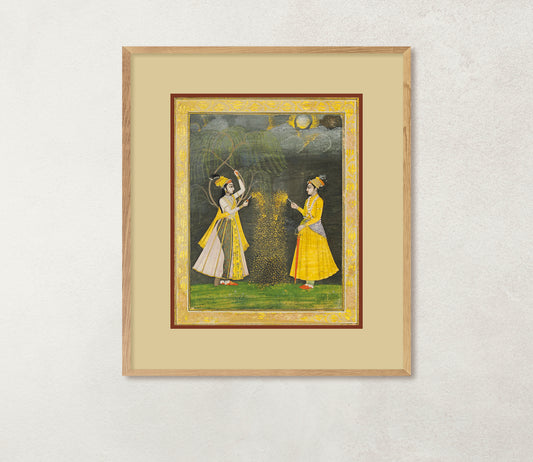 Indian Illustration art poster, prince and princesss painting, wall hangings gift ideas, home decor picture