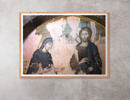 Chora Museum, Christ and the Holy Mary, Mosaic Photography, Christian Poster, Wall Hangings, Home Decor, Gift idea