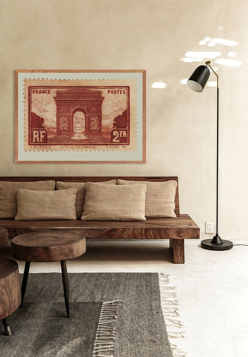 France Stamp Collection, Arc de Triomphe, Philately, Wall Hanging, Home Decor, Gift idea, Poster
