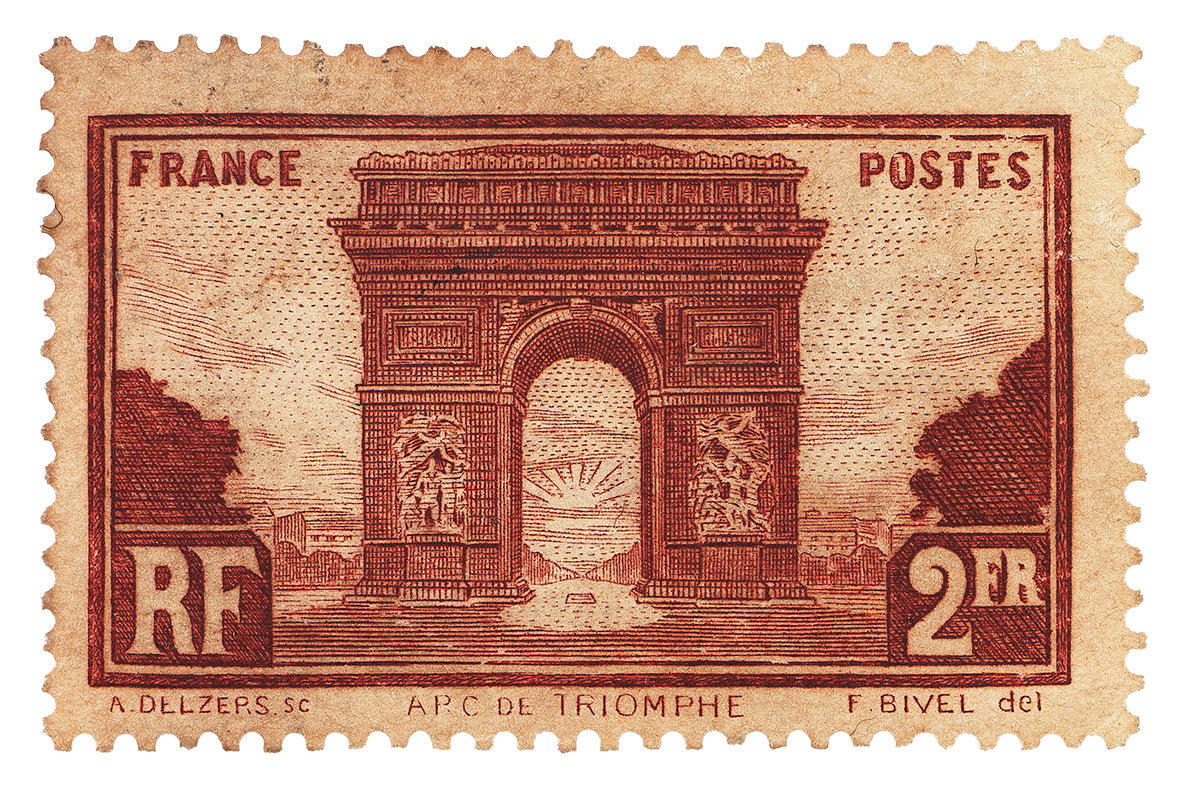 France Stamp Collection, Arc de Triomphe, Philately, Wall Hanging, Home Decor, Gift idea, Poster