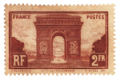 France Stamp Collection, Arc de Triomphe, Philately, Wall Hanging, Home Decor, Gift idea, Poster