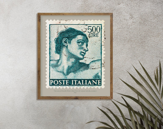 Italy Stamp Collection, Creation of Adam, Michelangelo, Philately, Poster, Wall Hanging, Home decor, Gift idea