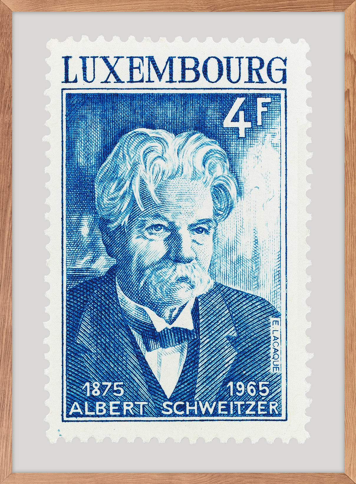 Luxembourg Stamp Collection, Albert Schweitzer, Philately, Wall Hanging, Home Decor, Poster, Gift idea