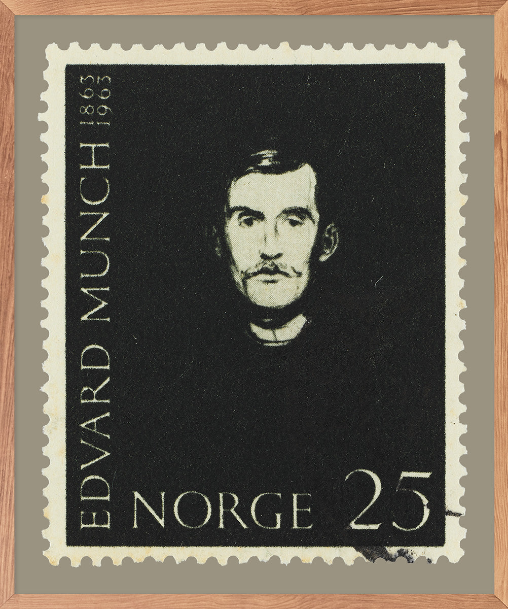 Norway Stamp Collection, Edvard Munch, Painter Portrait, Philately, Wall Hanging, Home Decor, Gift idea