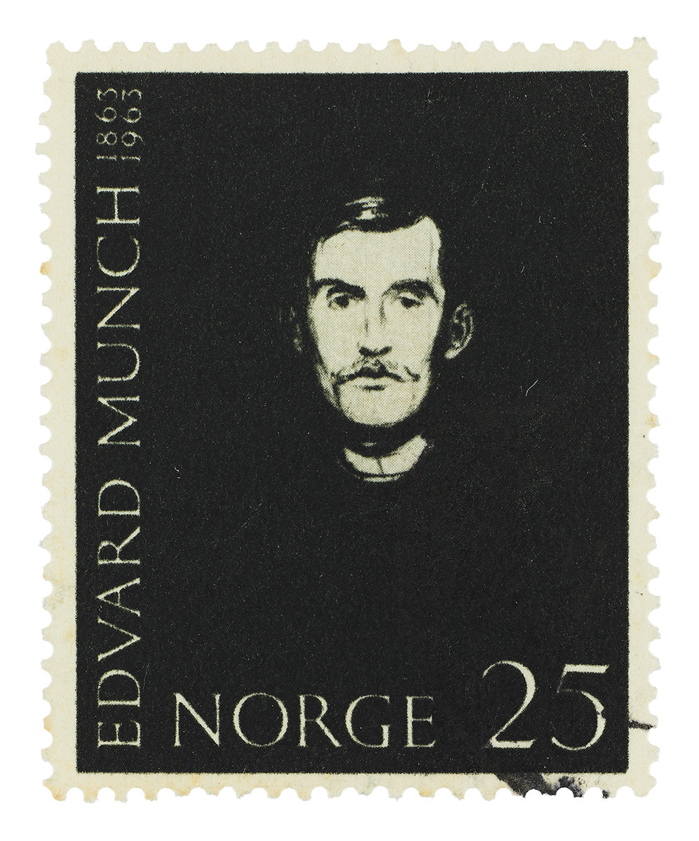 Norway Stamp Collection, Edvard Munch, Painter Portrait, Philately, Wall Hanging, Home Decor, Gift idea