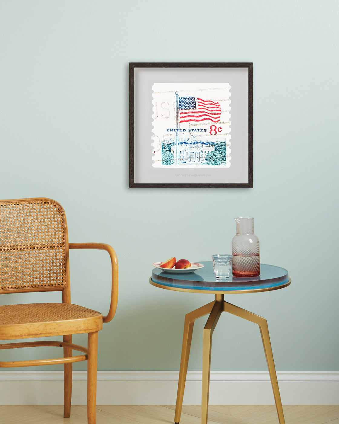 America Stamp Collection, Flag over The White House, Philately, Stamp Poster, Wall Decor, Gift idea