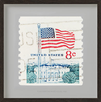 America Stamp Collection, Flag over The White House, Philately, Stamp Poster, Wall Decor, Gift idea