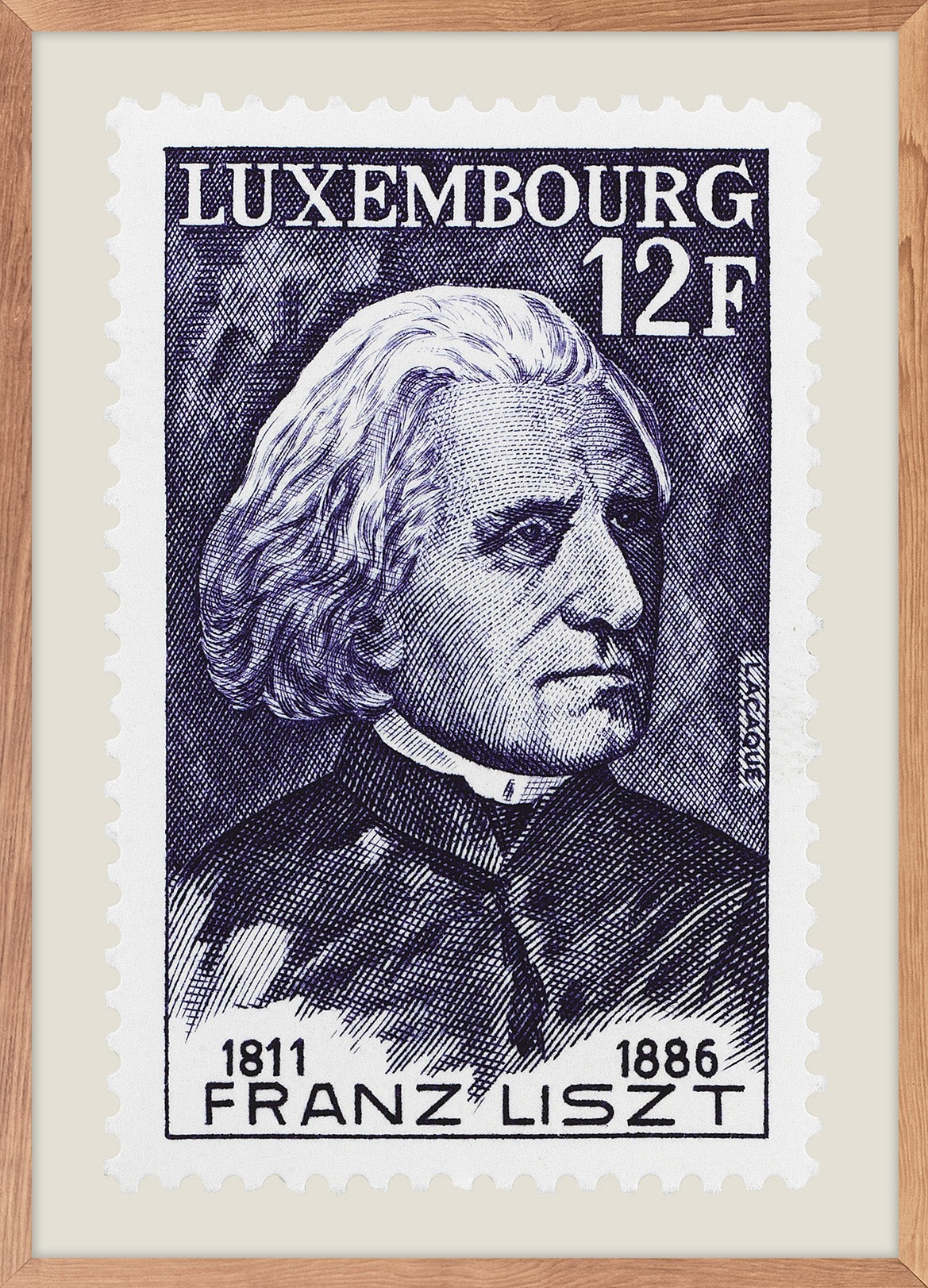 Luxembourg Stamp Collection, Franz Liszt, Philately, Wall Hanging, Home Decor, Poster, Gift idea