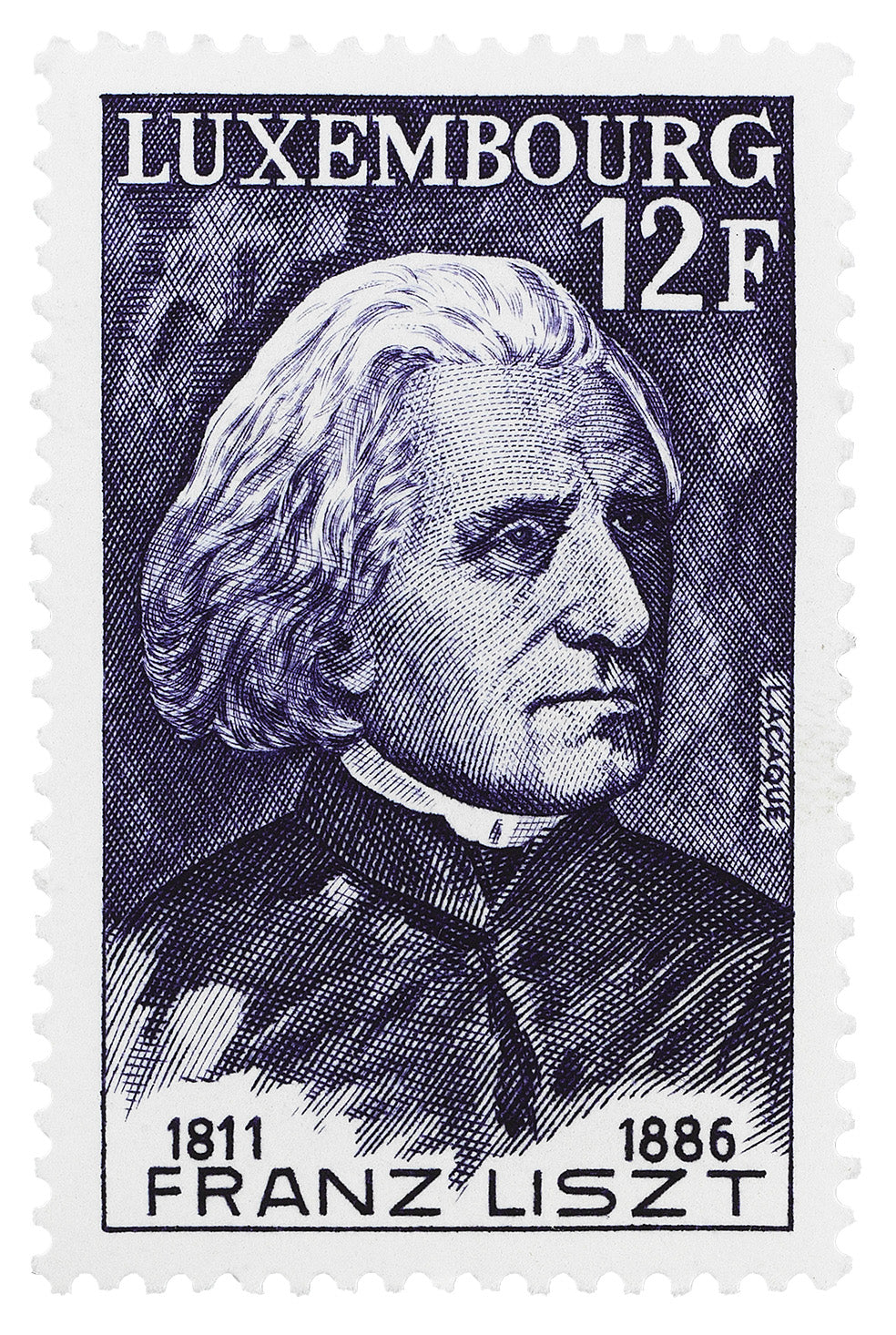 Luxembourg Stamp Collection, Franz Liszt, Philately, Wall Hanging, Home Decor, Poster, Gift idea