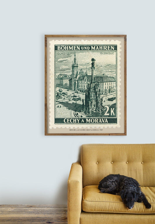 German Stamp Collection, Böhmen und Mahren, Philately, City Poster, Wall Hanging, Home Decor, Gift idea