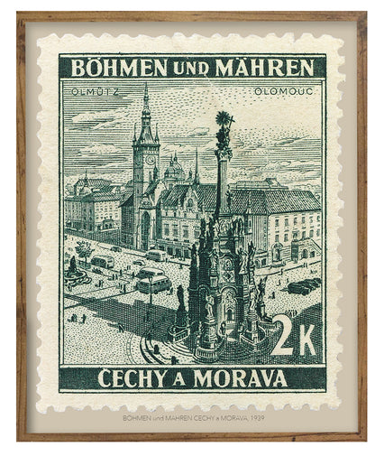 German Stamp Collection, Böhmen und Mahren, Philately, City Poster, Wall Hanging, Home Decor, Gift idea