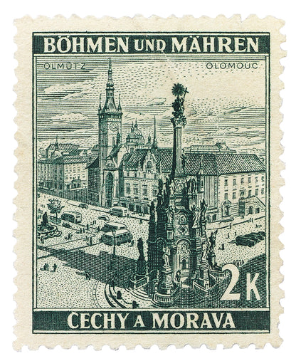 German Stamp Collection, Böhmen und Mahren, Philately, City Poster, Wall Hanging, Home Decor, Gift idea