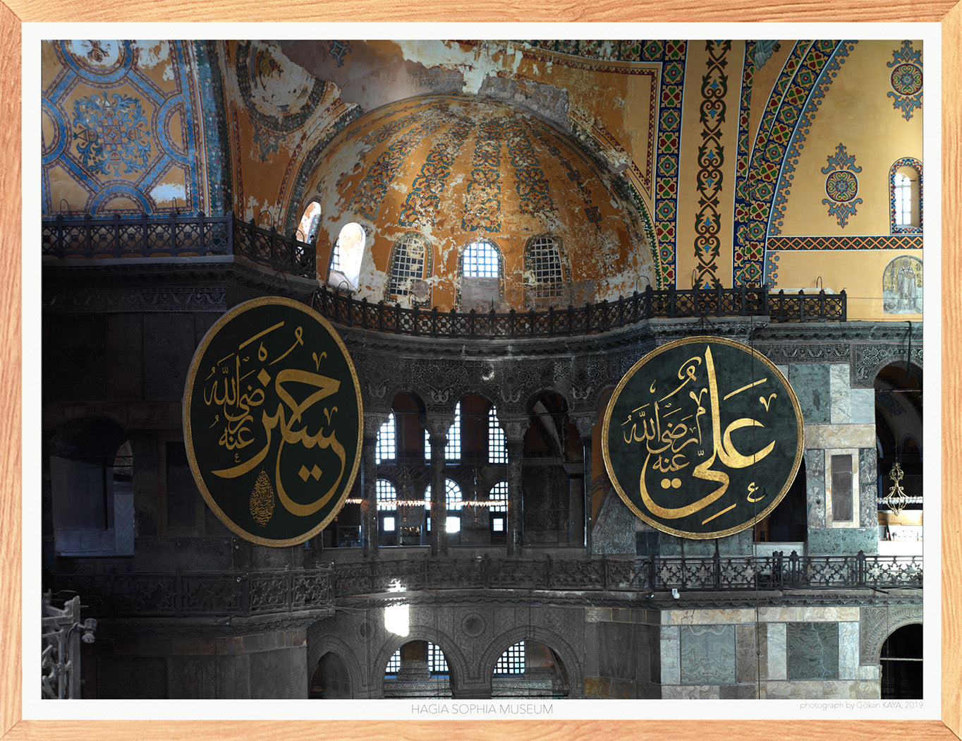 Hagia Sophia Museum, Hassan & Ali Calligraphic Roundels, Islamic art, Byzantine art, Architecture poster, Wall Hangings, Home Decor, Gift idea