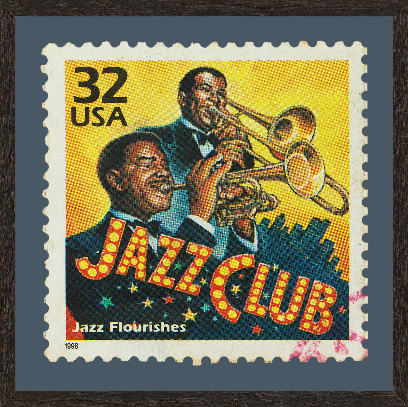 America Stamp Collection, Jazz Club, Philately, Wall Hangings, Home Decor, Gift idea