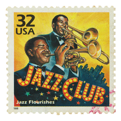 America Stamp Collection, Jazz Club, Philately, Wall Hangings, Home Decor, Gift idea