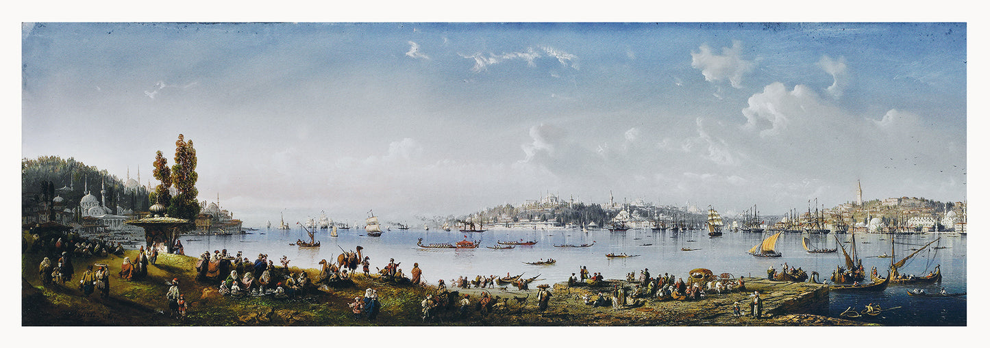 A panorama of Constantinople from Uskudar, Istanbul, Landscape Painting Poster, Wall Hangings, Home Decor, Gift idea