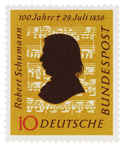 Germany Stamp Collection, Robert Schumann, Philately, Poster, Wall Hanging, Home Decor, Gift idea