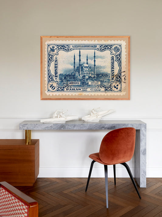 Ottoman Stamp Collection, Selimiye Mosque, Blue, Islamic Poster, Wall Hangings, Home Decor, Gift idea