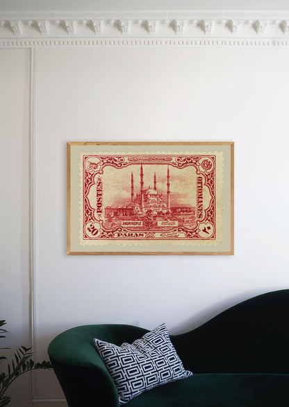 Ottoman Stamp Collection, Selimiye Mosque, Philately, Poster, Wall Hangings, Home Decor, Gift idea