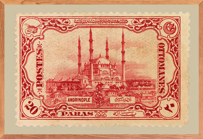 Ottoman Stamp Collection, Selimiye Mosque, Philately, Poster, Wall Hangings, Home Decor, Gift idea