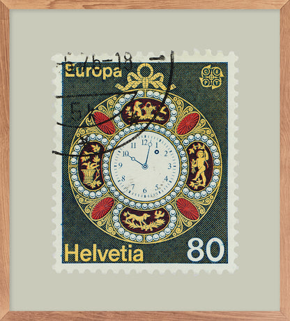 Switzerland Stamp Collection, Clock, Poster, Wall Hangings, Home Decor, Gift idea